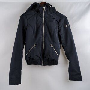 Abercombie & Fitch Girls/Kids Black Jacket Pink Lining Insulated Full Zip, Small